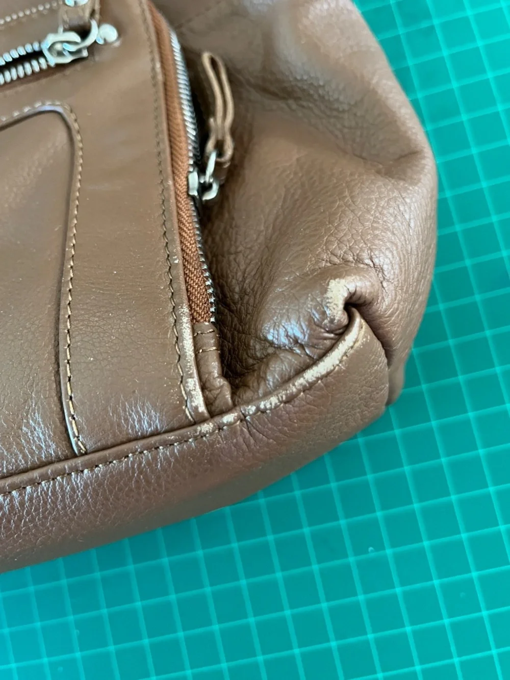 Brown leather cross body purse